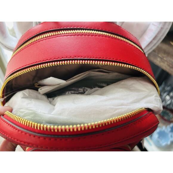 NWT Michael Kors Jaycee Medium Zip Pocket Backpack Leather Bright Red MSRP $498 - Picture 14 of 15